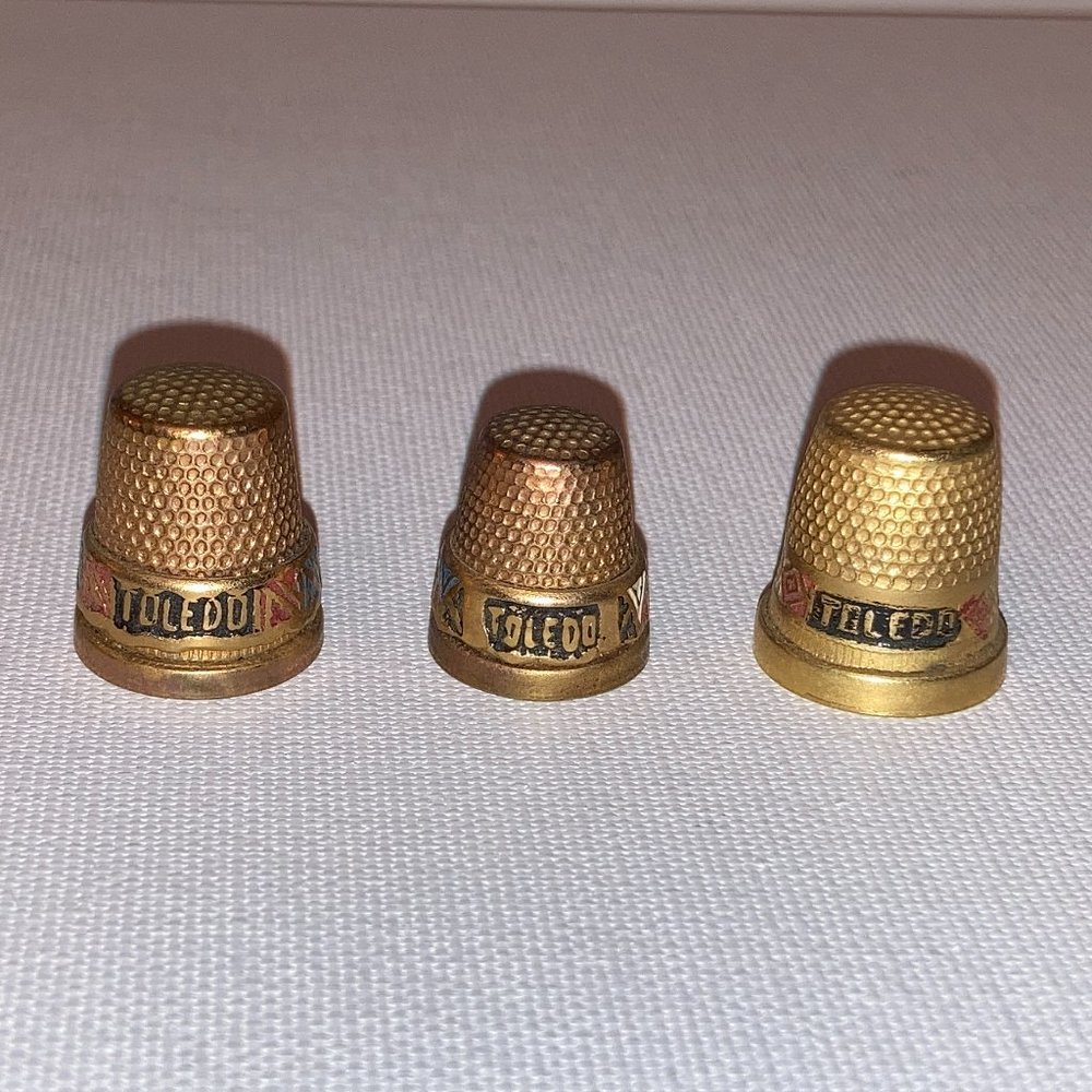 Vintage Toledo Gold Tone Thimbles